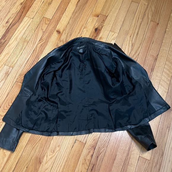 Vintage Soft Leather Blazer One button Collar Pockets Crop Moto work rave Fit - Picture 6 of 7